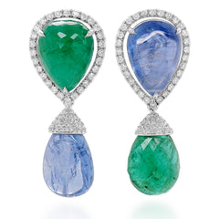 Sapphire & Emerald Briollette Earrings