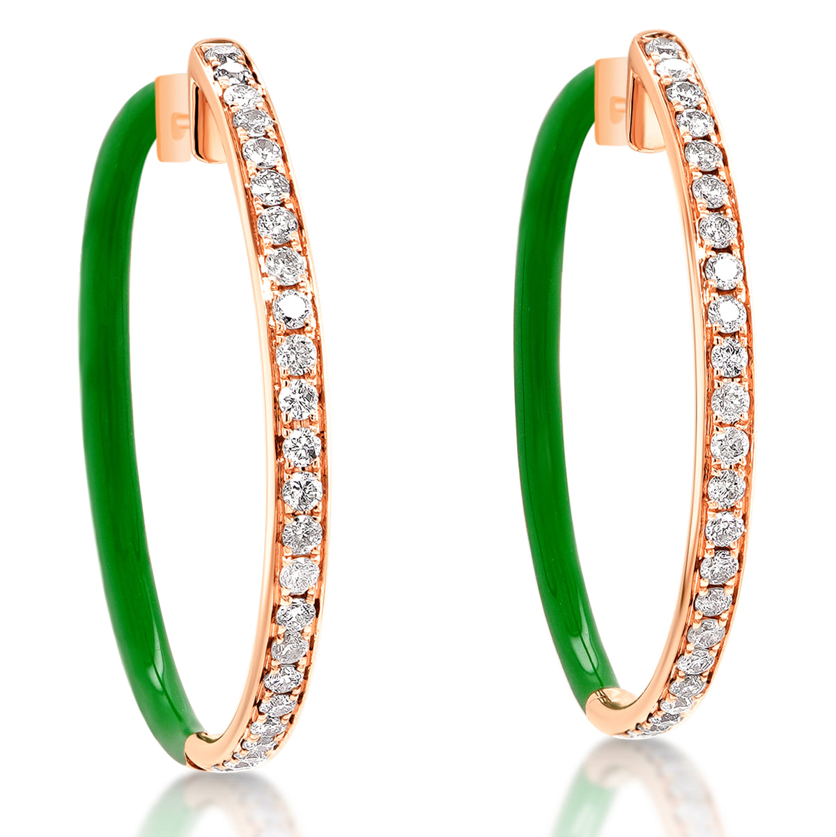 Green Enamel Hoop Earrings