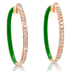 Green Enamel Hoop Earrings