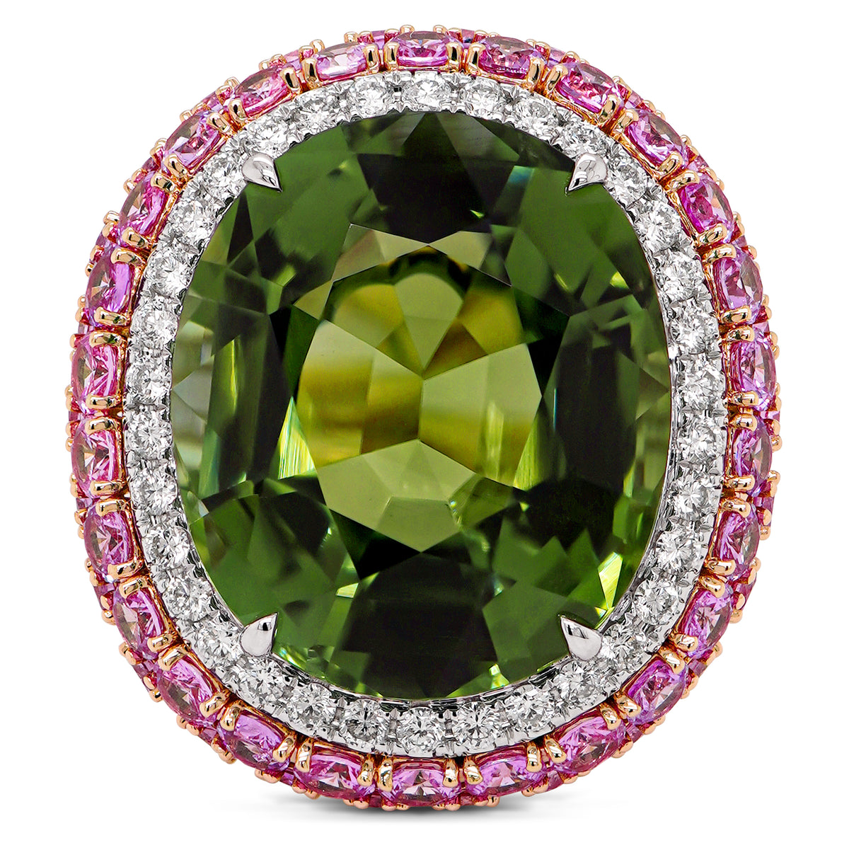 Green Tourmaline & Sapphire Ring