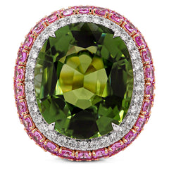Green Tourmaline & Sapphire Ring