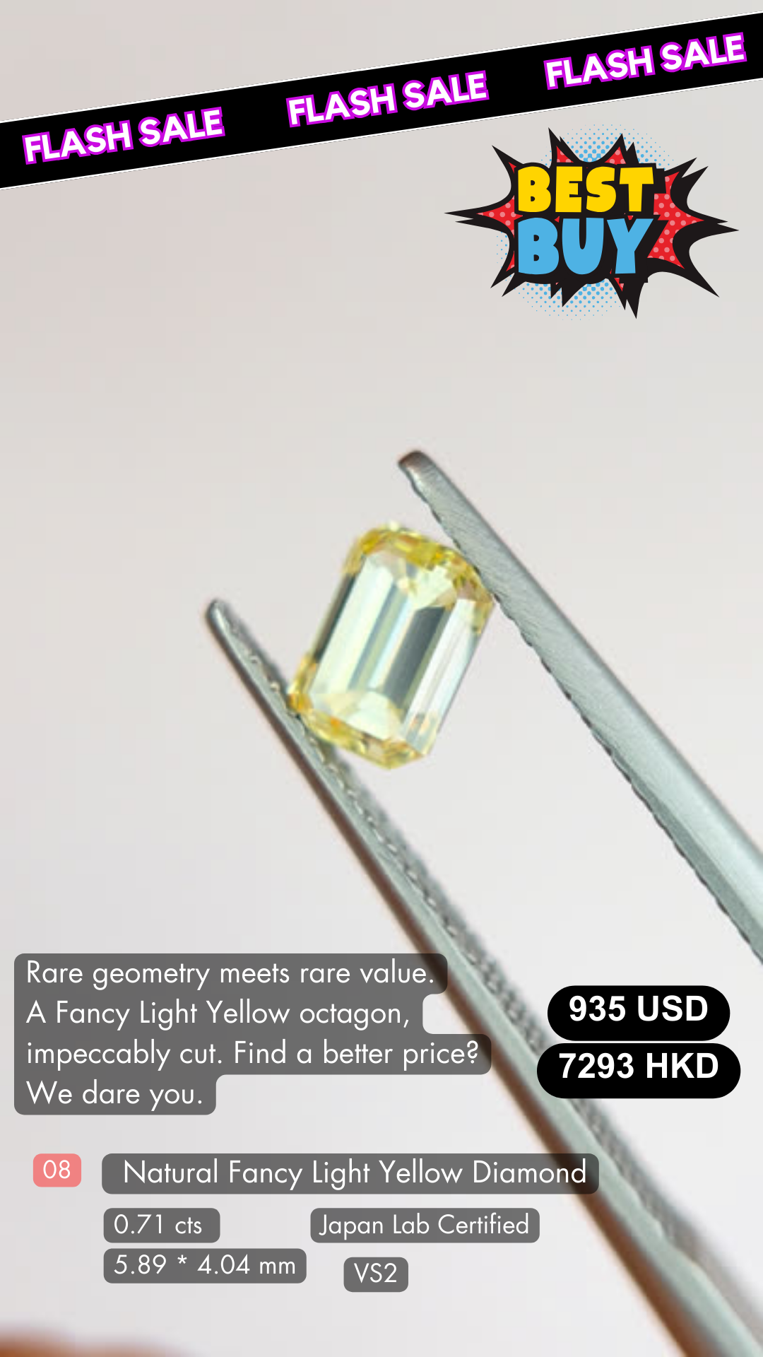 Natural Fancy Yellow Diamond Deal (0.71 cts)