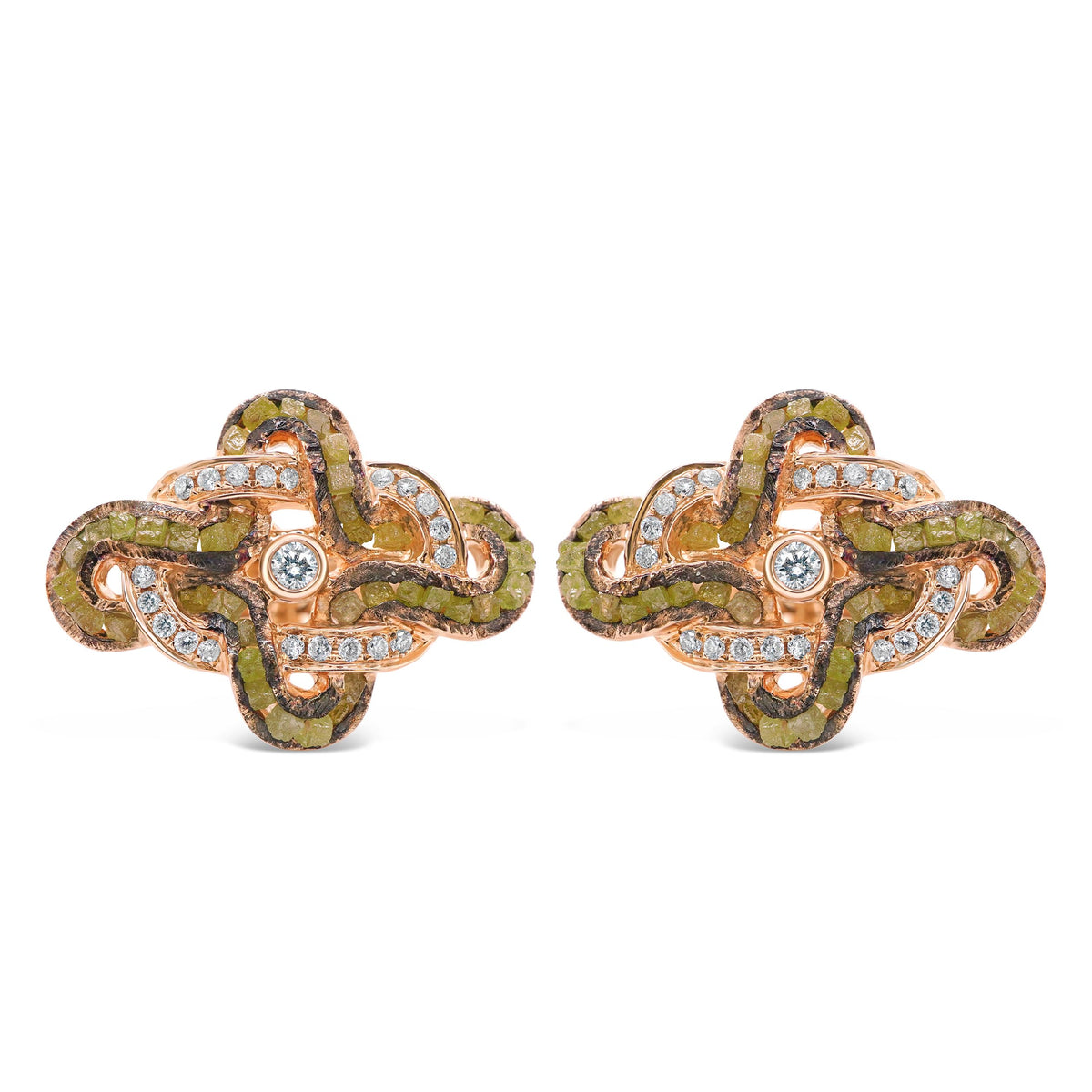 Raw Diamond Rose gold cufflinks (interwoven)