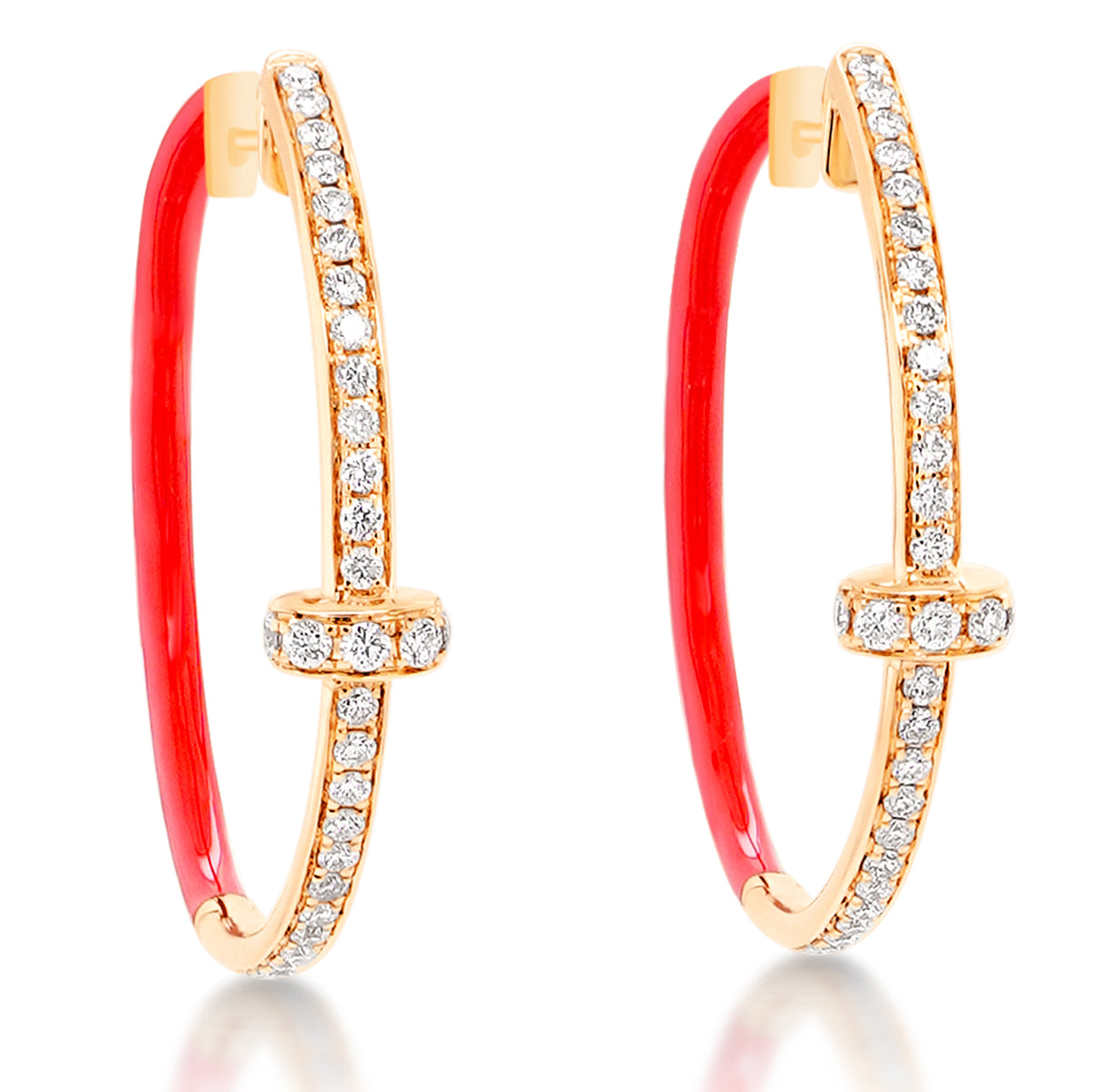Red Enamel Hoop Earrings