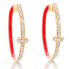 Red Enamel Hoop Earrings