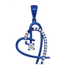 Blue Enamel & Diamond Heart Pendant