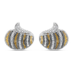 Curved Striped Raw Diamond Cufflinks