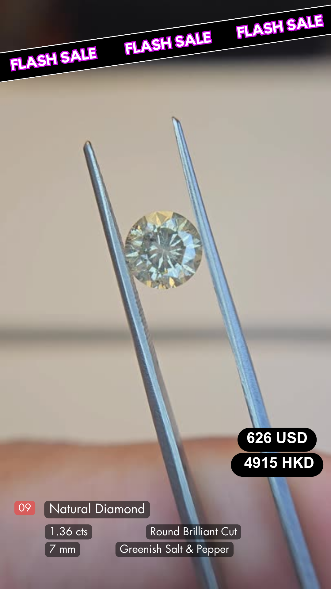 Natural Salt & Pepper Diamond (1.36 cts)