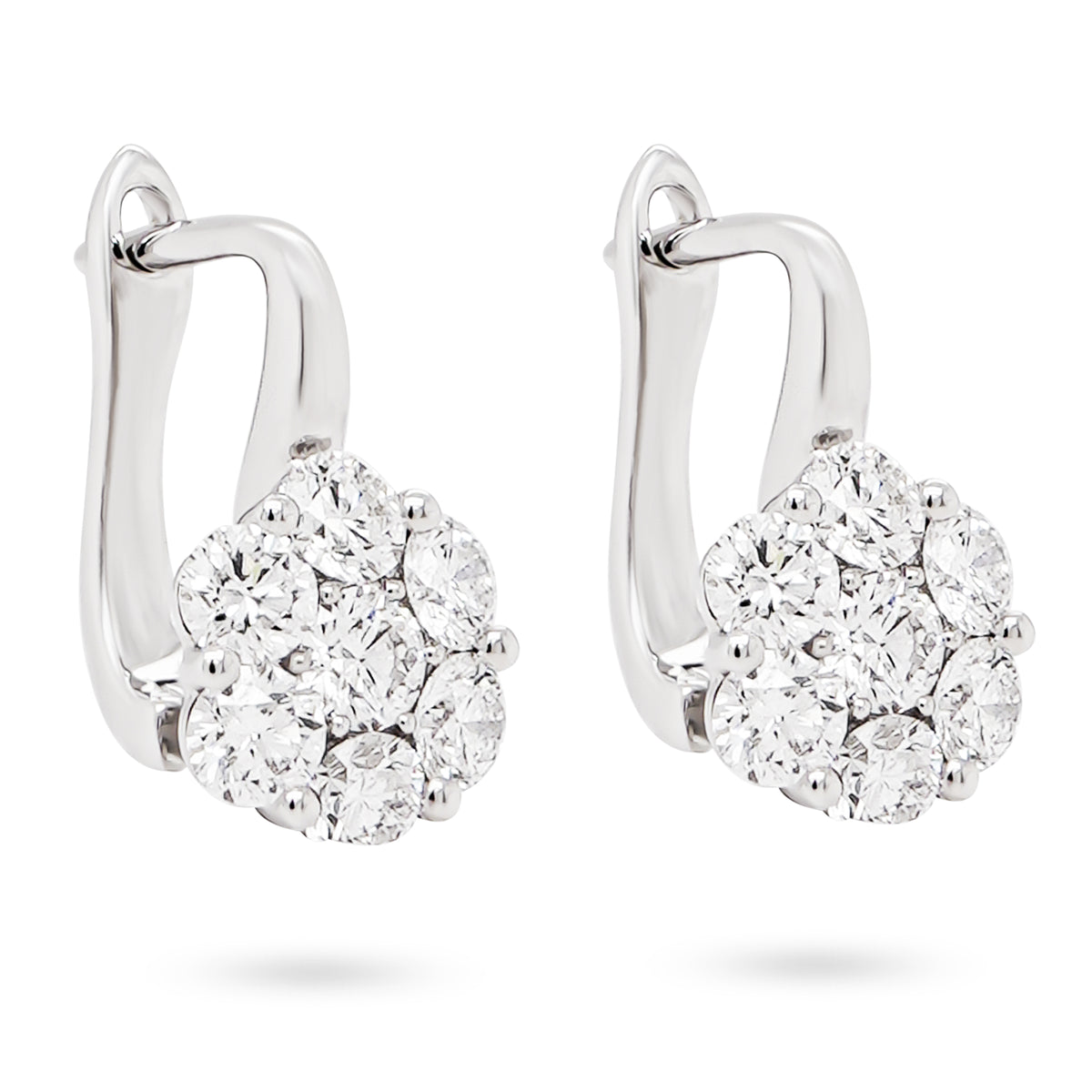 White Diamond Flower Earrings
