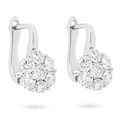 White Diamond Flower Earrings