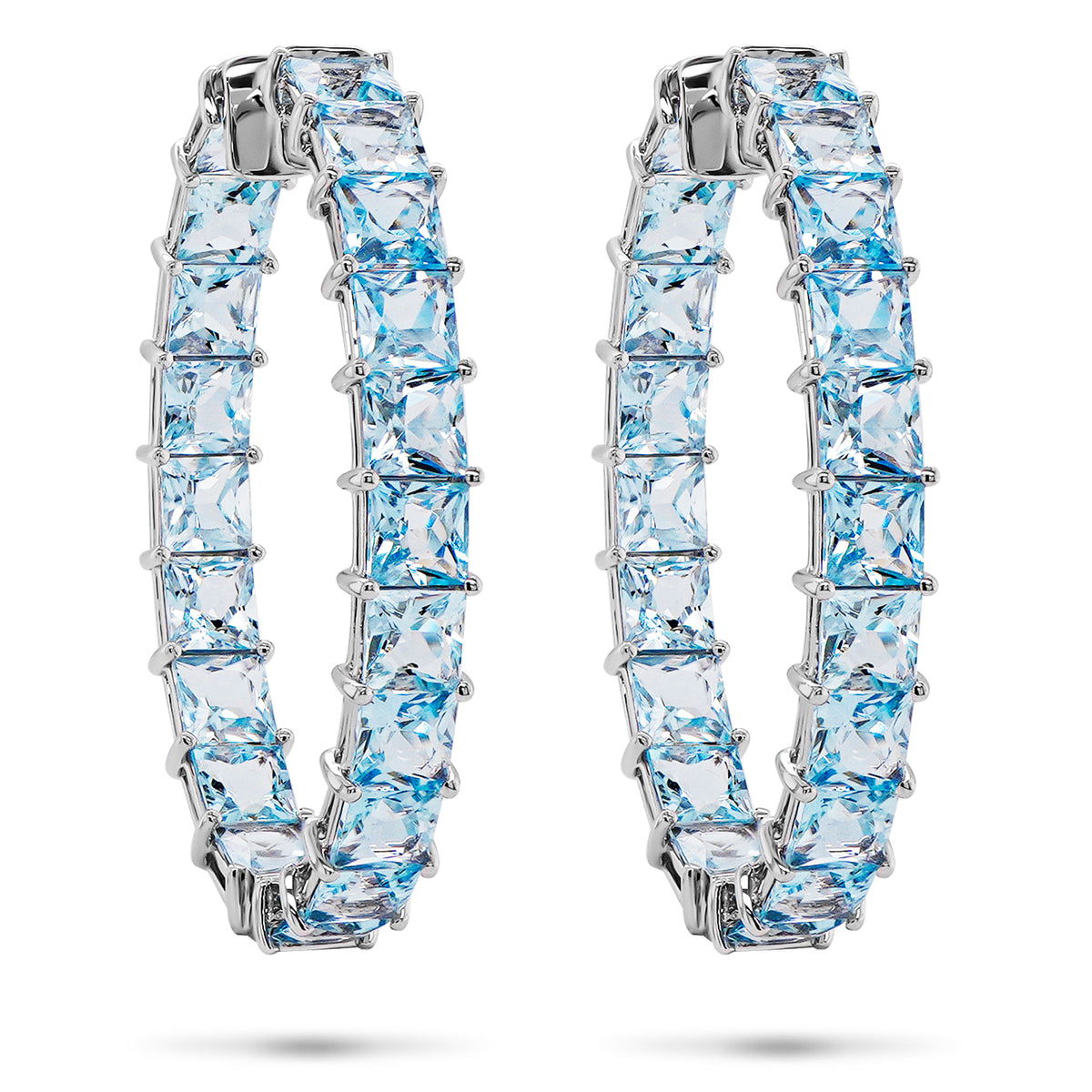 Aquamarine Crystal Hoop Earrings