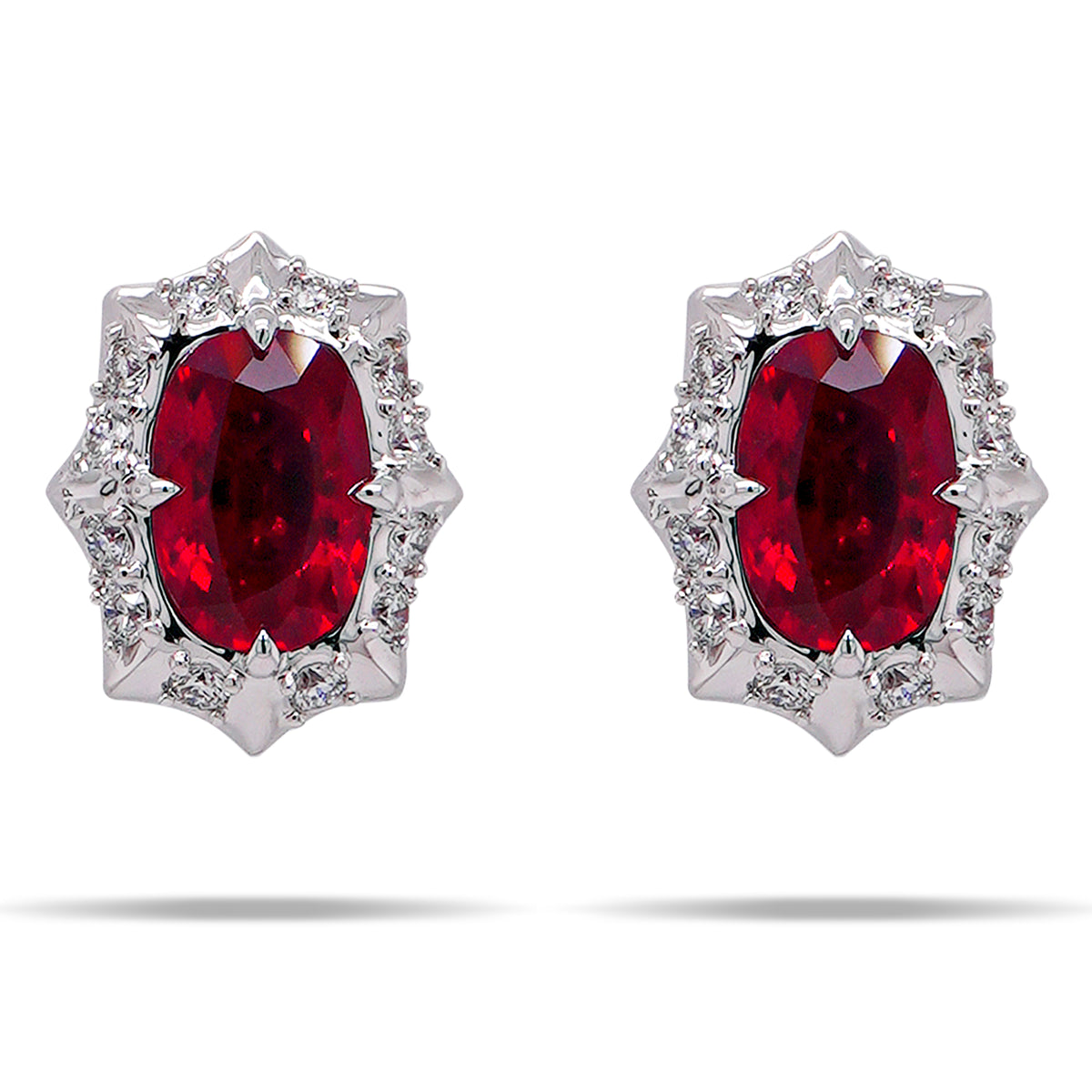 Ruby & Diamond Starburst Earrings