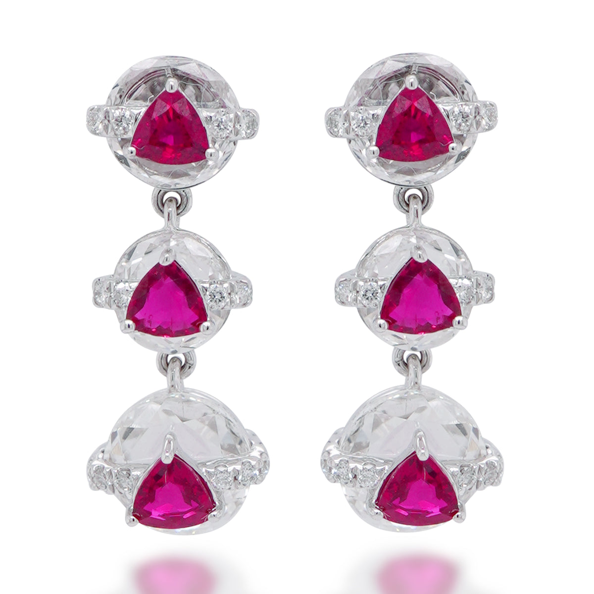 Ruby Trio Drop Earrings