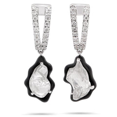 Monochrome Raw Diamond Drop Earrings
