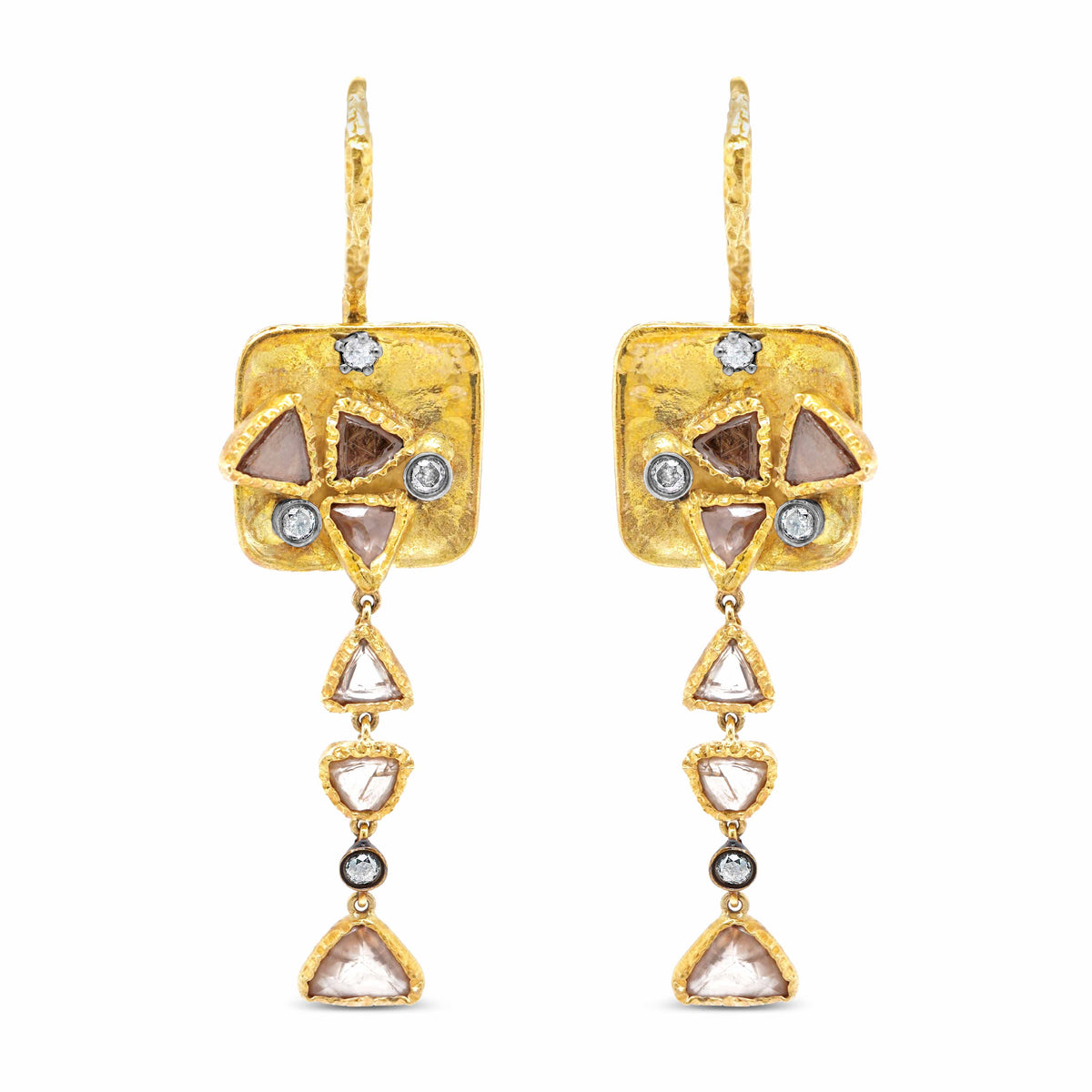 Golden Mosaic Raw Diamond Earrings