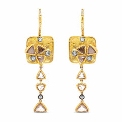 Golden Mosaic Raw Diamond Earrings