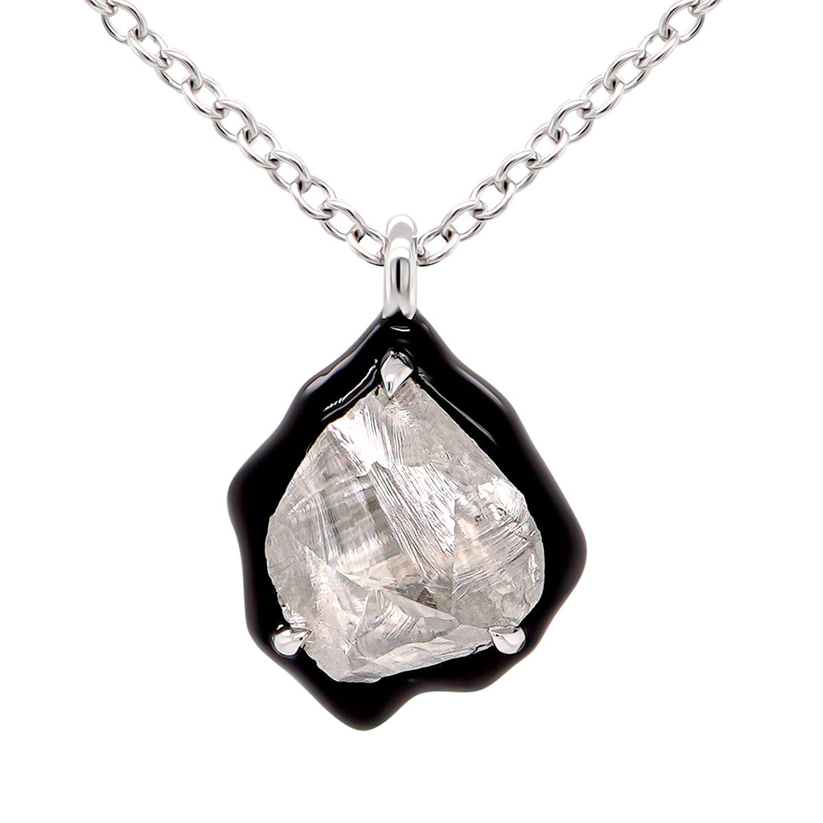 Monochrome Raw Diamond Necklace