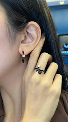 Black Enamel Wave Diamond Ring