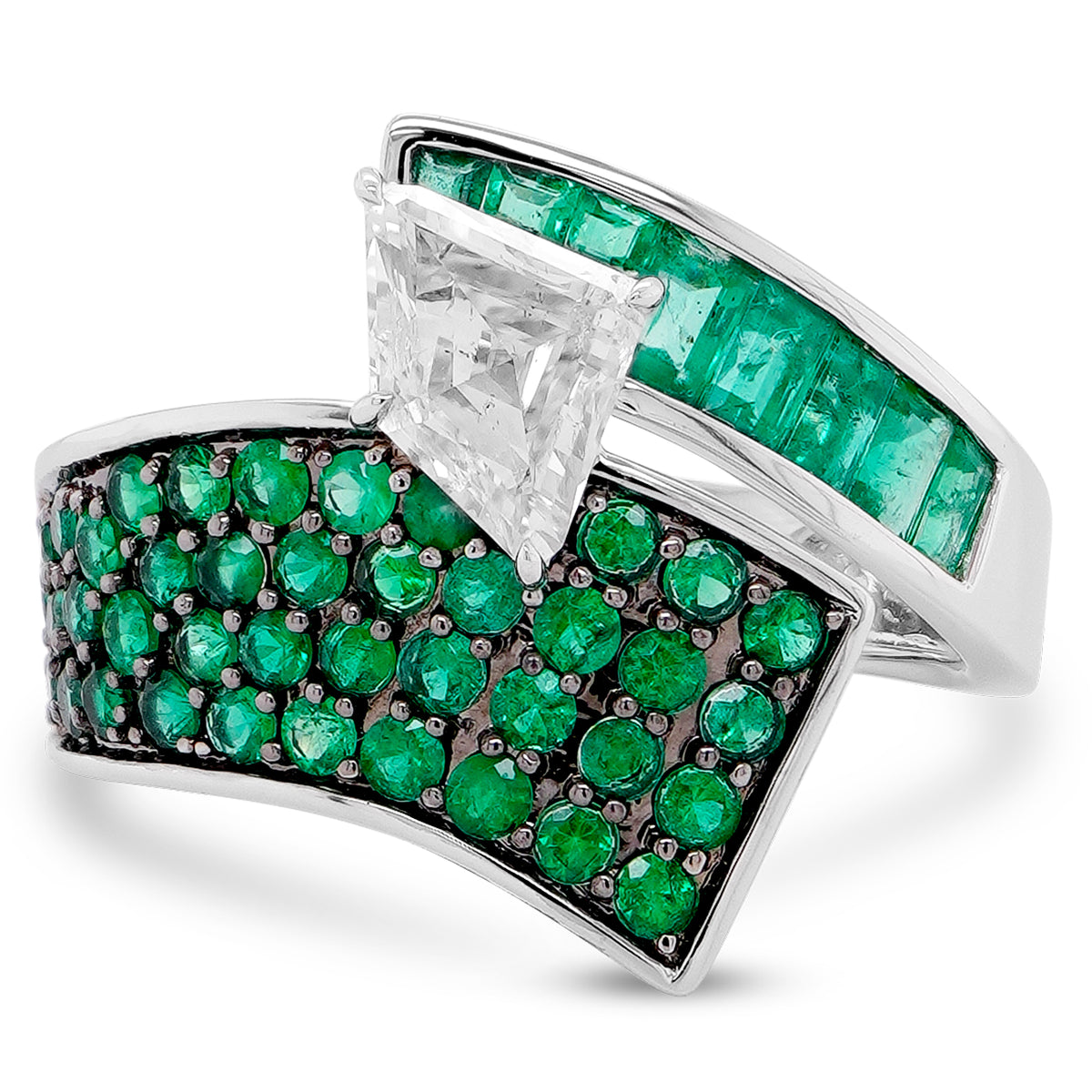 Emerald & Shield Diamond Ring