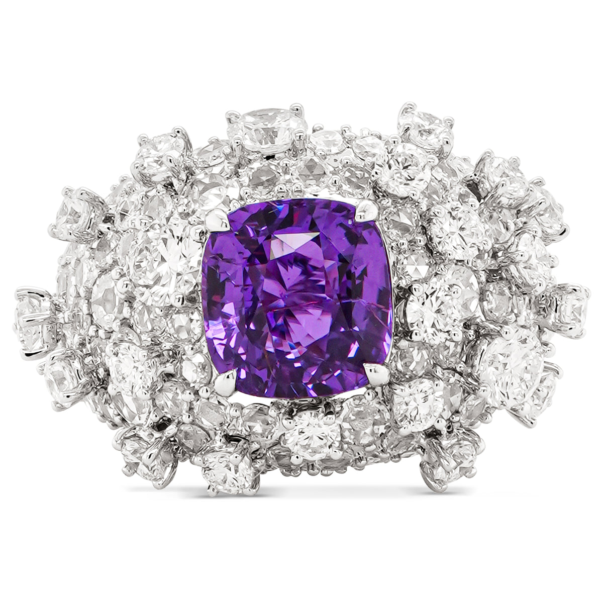 Violet Sapphire and Diamond Cloud Ring
