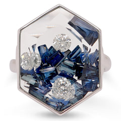 Hexagon Sapphire & Diamond Ring