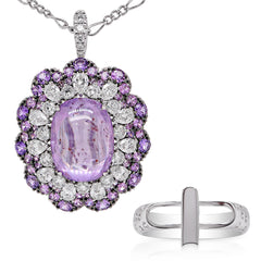 Lilac Sapphire Diamond Pendant and Ring