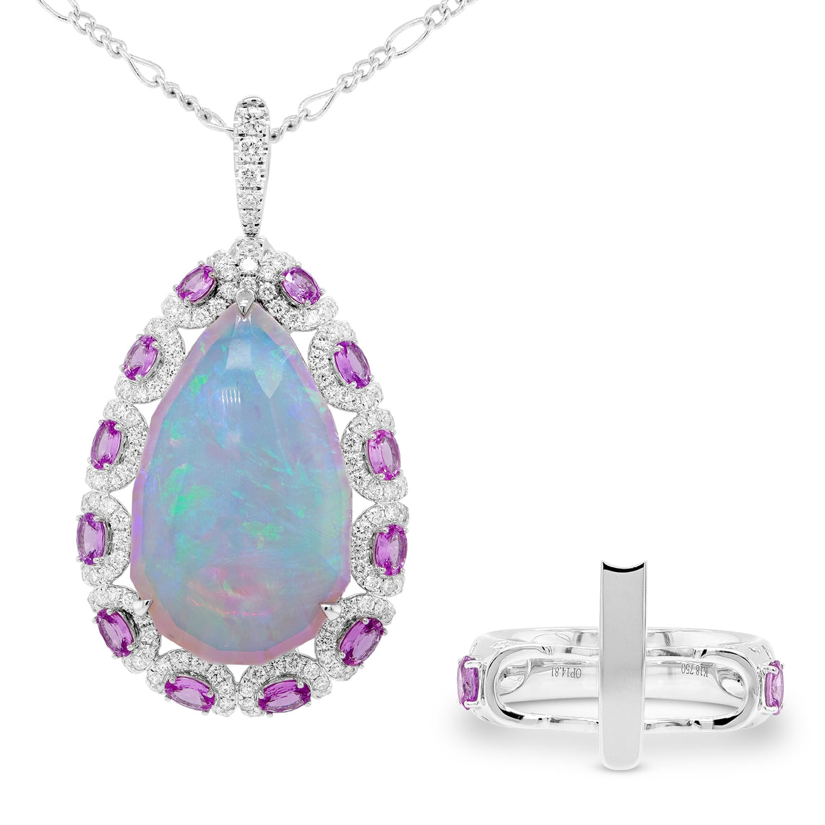 Opal & Purple Sapphire Convertible Pendant Ring