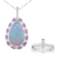 Opal & Purple Sapphire Convertible Pendant Ring