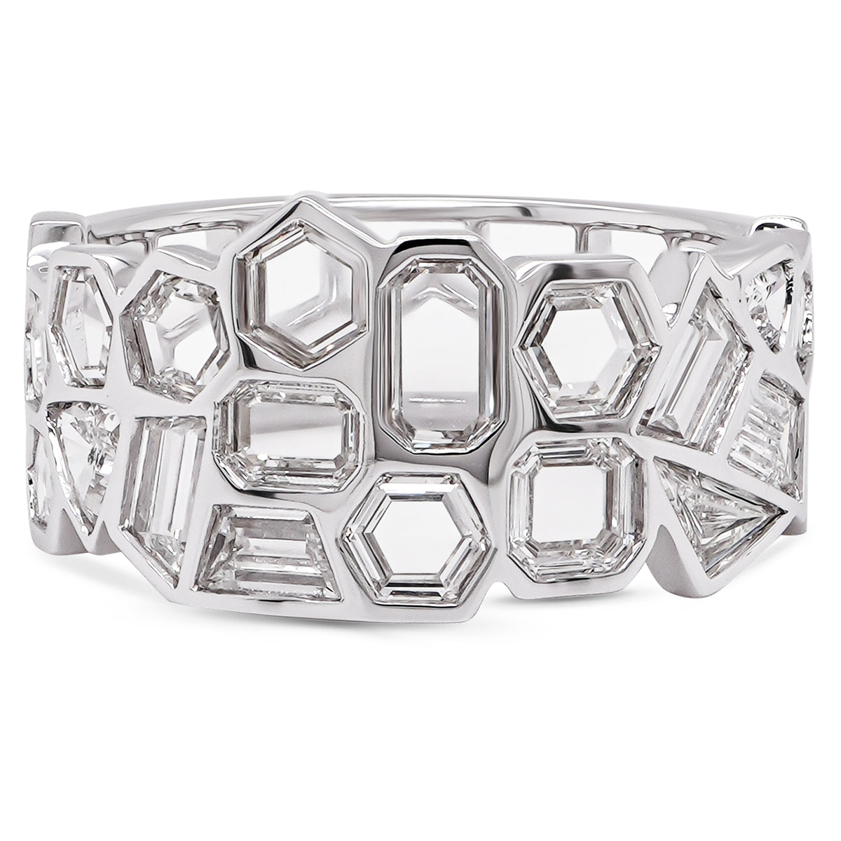 Geometric Multi-Cut Diamond Ring