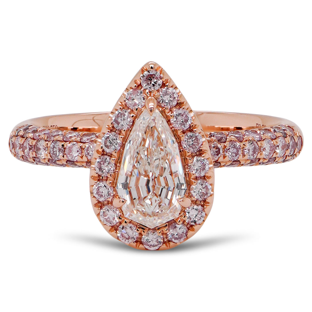 Pink Diamond Pear Teardrop Ring