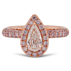 Pink Diamond Pear Teardrop Ring