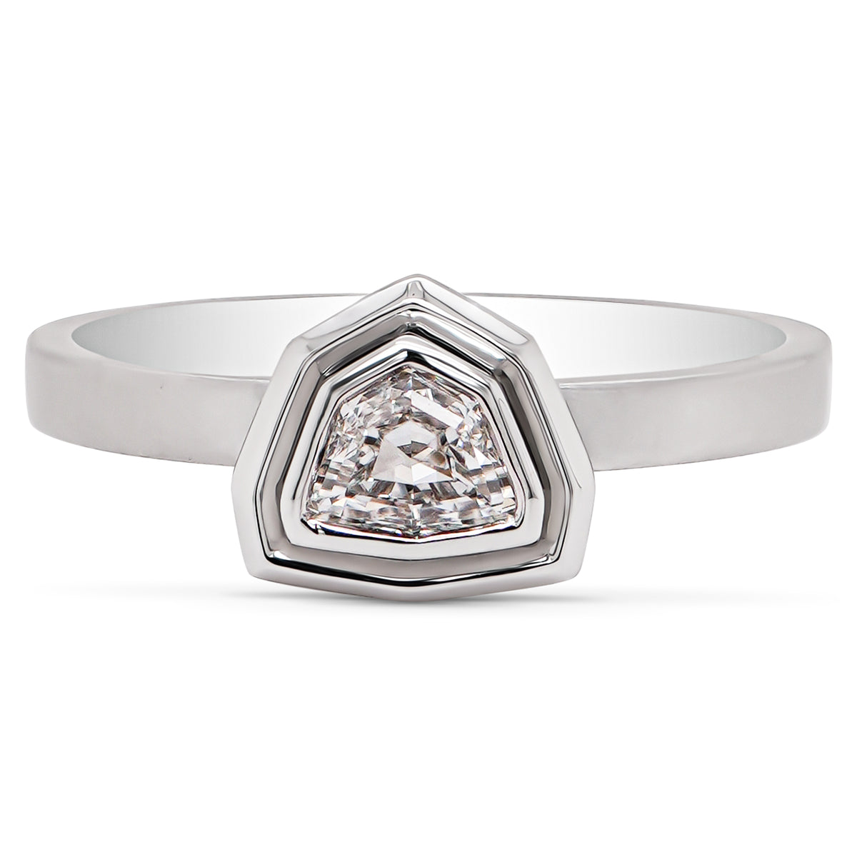 Shield Diamond Bezel Ring