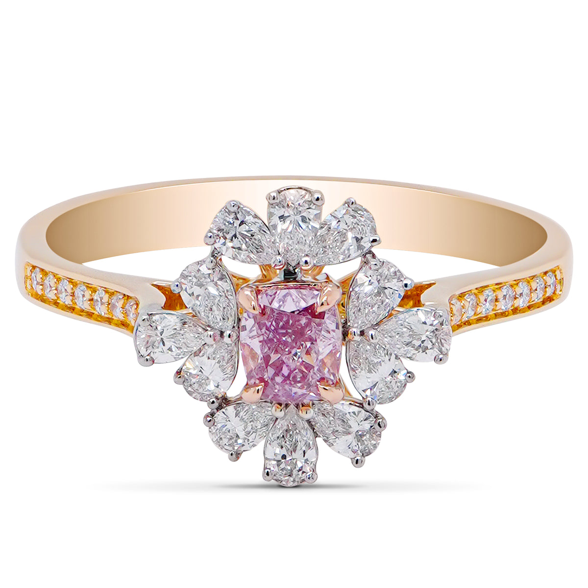 Purple-Pink Diamond Floral Ring