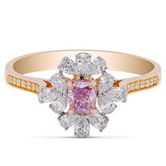 Purple-Pink Diamond Floral Ring