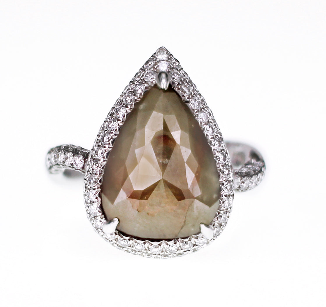 Smoky Teardrop Diamond Ring