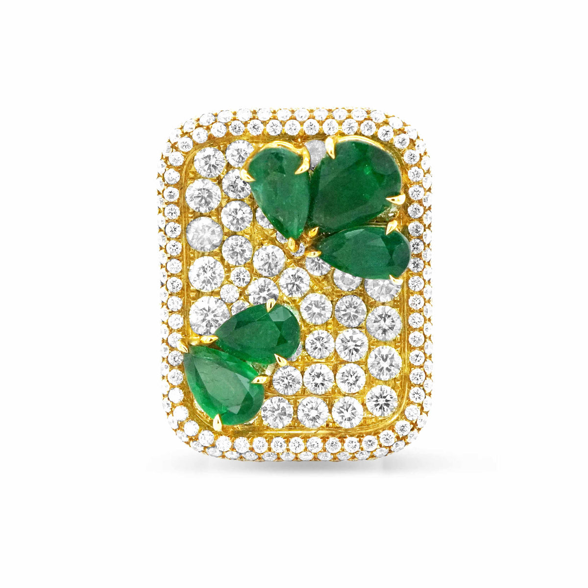 Emerald Petal Diamond Ring