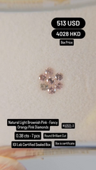 Natural Light Brownish Pink-Fancy Orangy Pink Diamond Deal (0.38 cts)