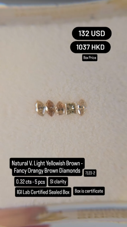 Natural V. Light Yellowish Brown-Fancy Orangy Brown Diamonds Deal (0.32 cts)