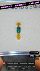 Natural Yellow Diamond & Emerald Deal (0.30,0.20 cts)