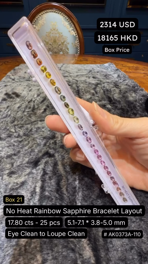 No Heat Rainbow Sapphire Bracelet Layout Deal (17.80 cts)