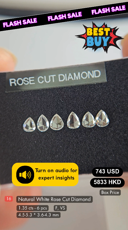 Natural White Rose Cut Diamond Deal (1.35 cts)