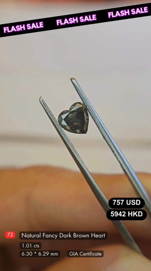 Natural Fancy Dark Brown Heart Deal (1.01 cts)