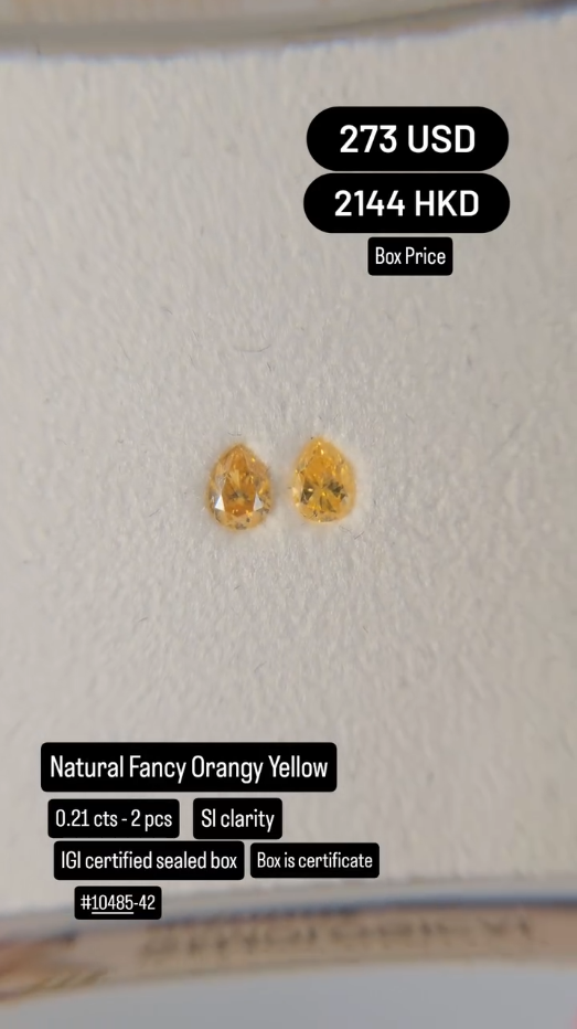 Natural Fancy Orangy Yellow Diamond Deal (0.21 cts)