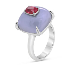 Chalcedony & Ruby Ring