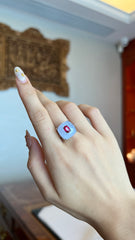Chalcedony & Ruby Ring