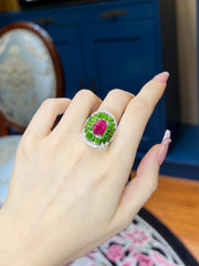 Ruby & Tsavorite Baguette Ring