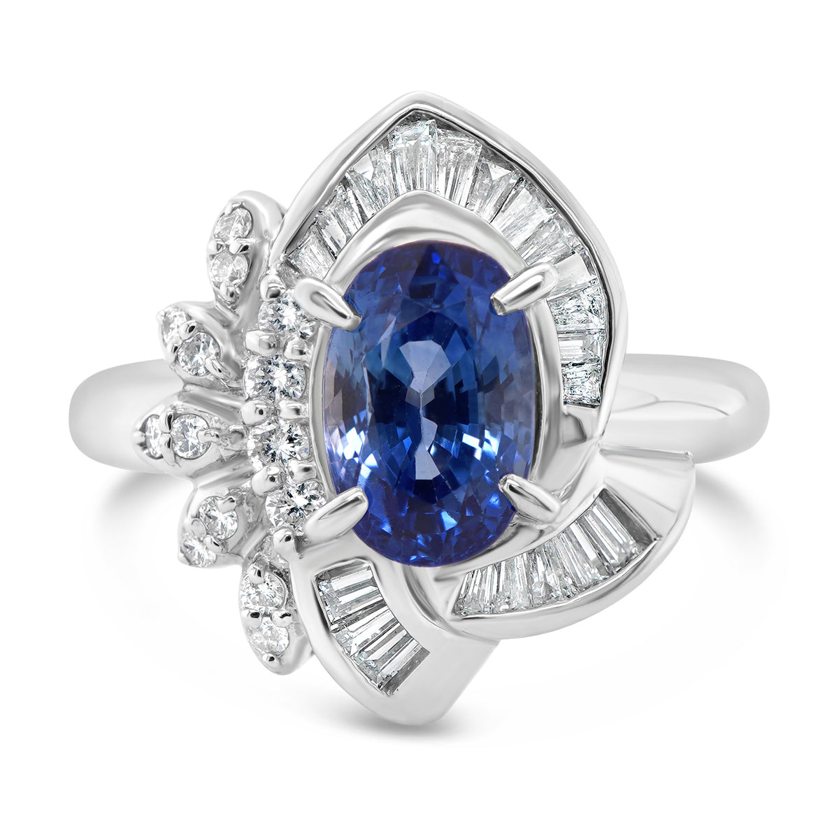 Sapphire Diamond Swirl Ring