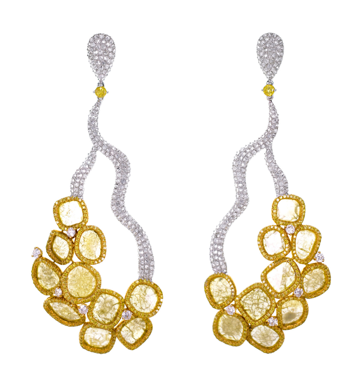 Yellow Diamond Slice Earrings