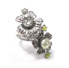 Grey & White Diamond Statement Flower Ring