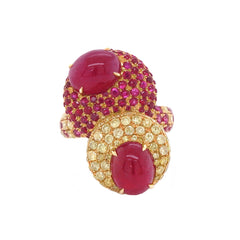 Ruby Cabochon Duo Ring